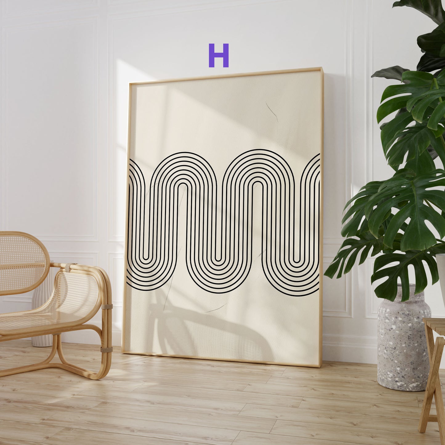 Abstrakte Bögen Poster · Geschenkidee · Minimalistische geometrische Linienkunst in Schwarz und Grau · Dekoprint ohne Rahmen