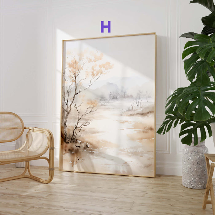 Aquarell Landschaft Poster – Premium Baumwoll-Canvas