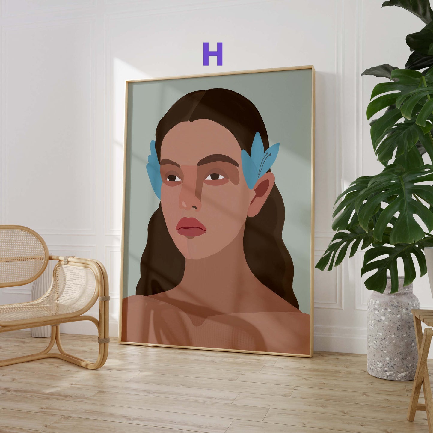 Violette Muse Poster · Geschenkidee · Abstrakte Frauenkunst Line Art Moderne Farbkunst · Dekoprint ohne Rahmen
