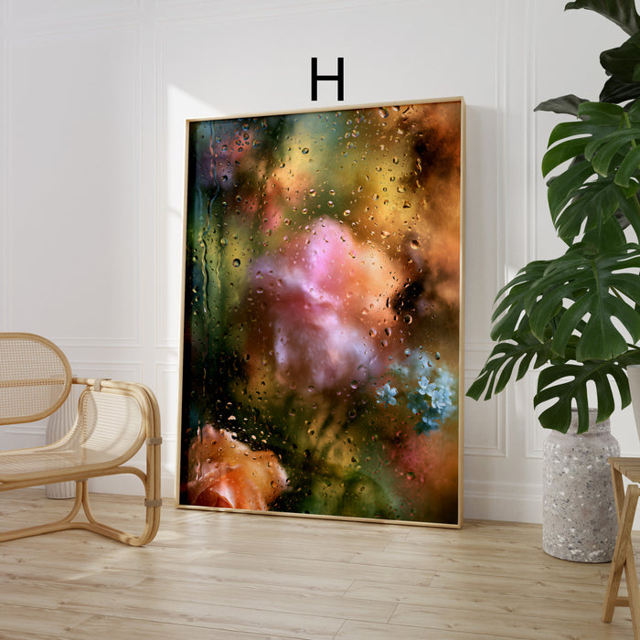 Geschenkidee · Blumen hinter Glas und Flachbild Fotografie Poster Ästhetische Prints · Dekoprint ohne Rahmen | JUSTGOODMOOD
