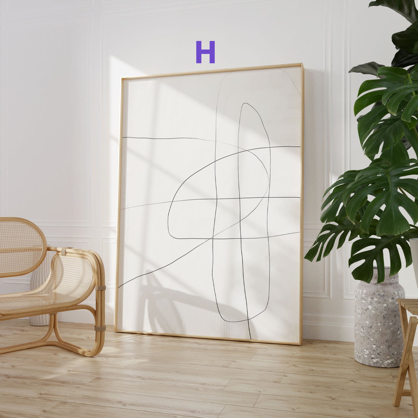 Abstrakte Linienkunst Poster · Geschenkidee · Minimalistische Schwarz-Weiß Geometrie und organische Formen · Dekoprint ohne Rahmen
