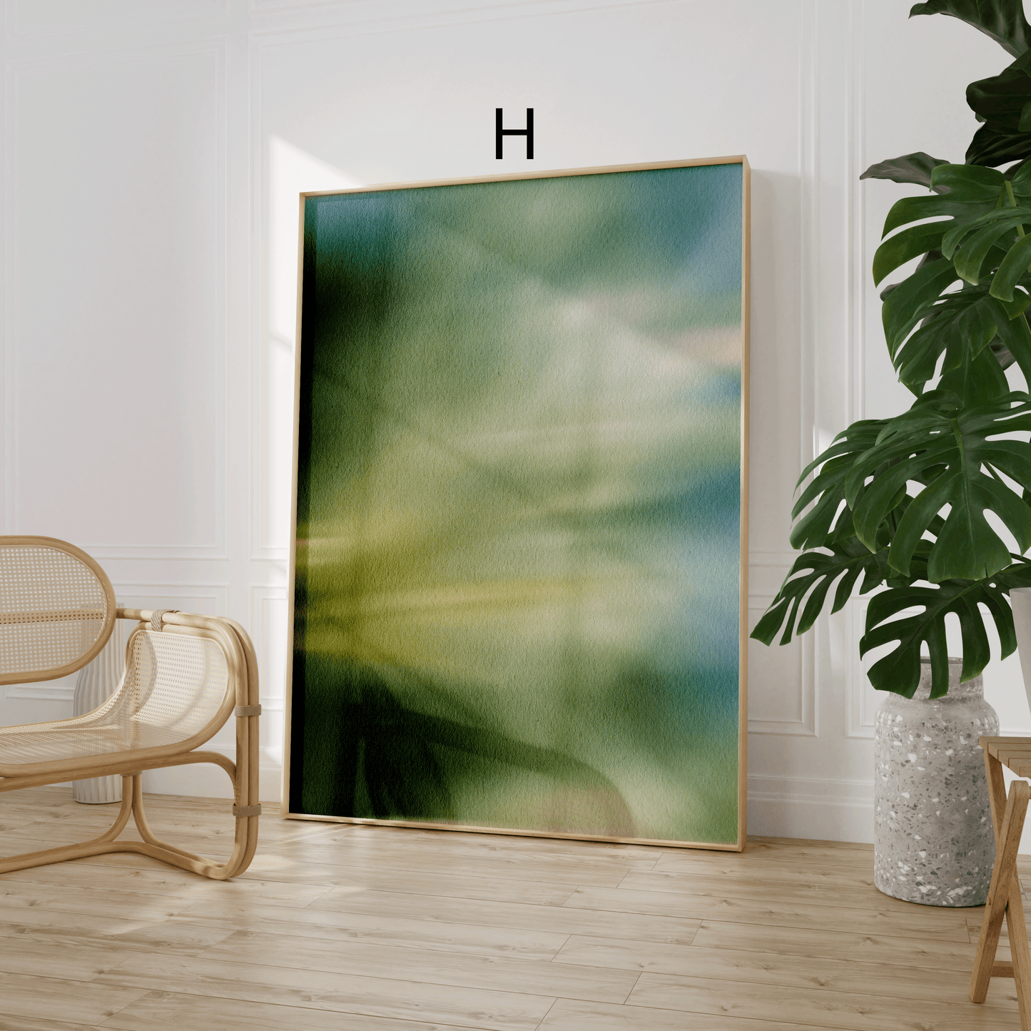 Botanische Poster · Geschenkidee · Sanfte Blätter Nebel Wasserlandschaften Abstrakte Natur · Dekoprint ohne Rahmen
