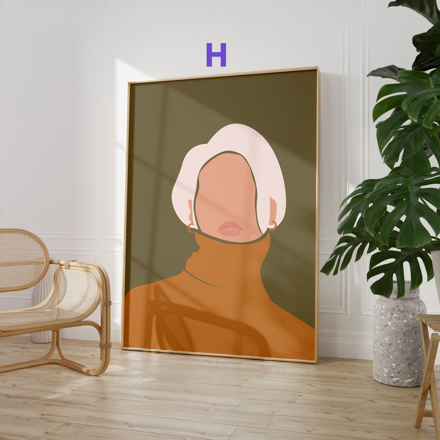 Boho Frauen Poster · Geschenkidee · Terrakotta, Minimalistische Figuren und Abstrakte Formen · Dekoprint ohne Rahmen