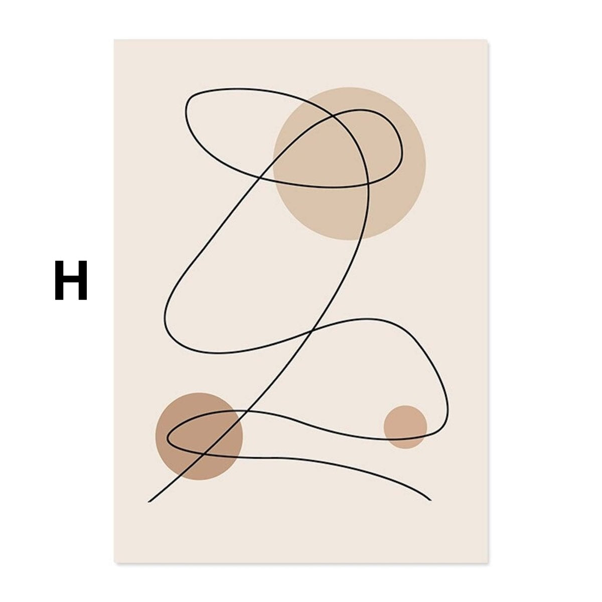 Poster Abstract shapes in beige brown and lines dot pattern as a decorative print without a frame