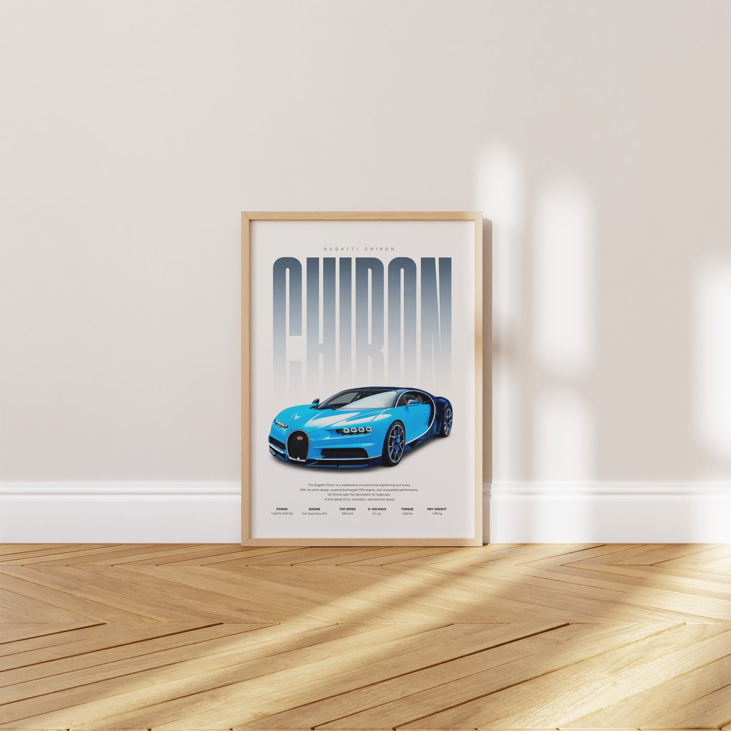 Hypercar Poster Blau · Geschenkidee · Luxus Sportwagen Wandbild · Deko Print ohne Rahmen