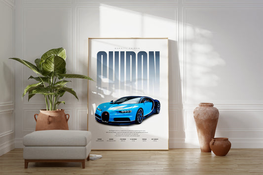 Hypercar Poster Blau · Geschenkidee · Luxus Sportwagen Wandbild · Deko Print ohne Rahmen