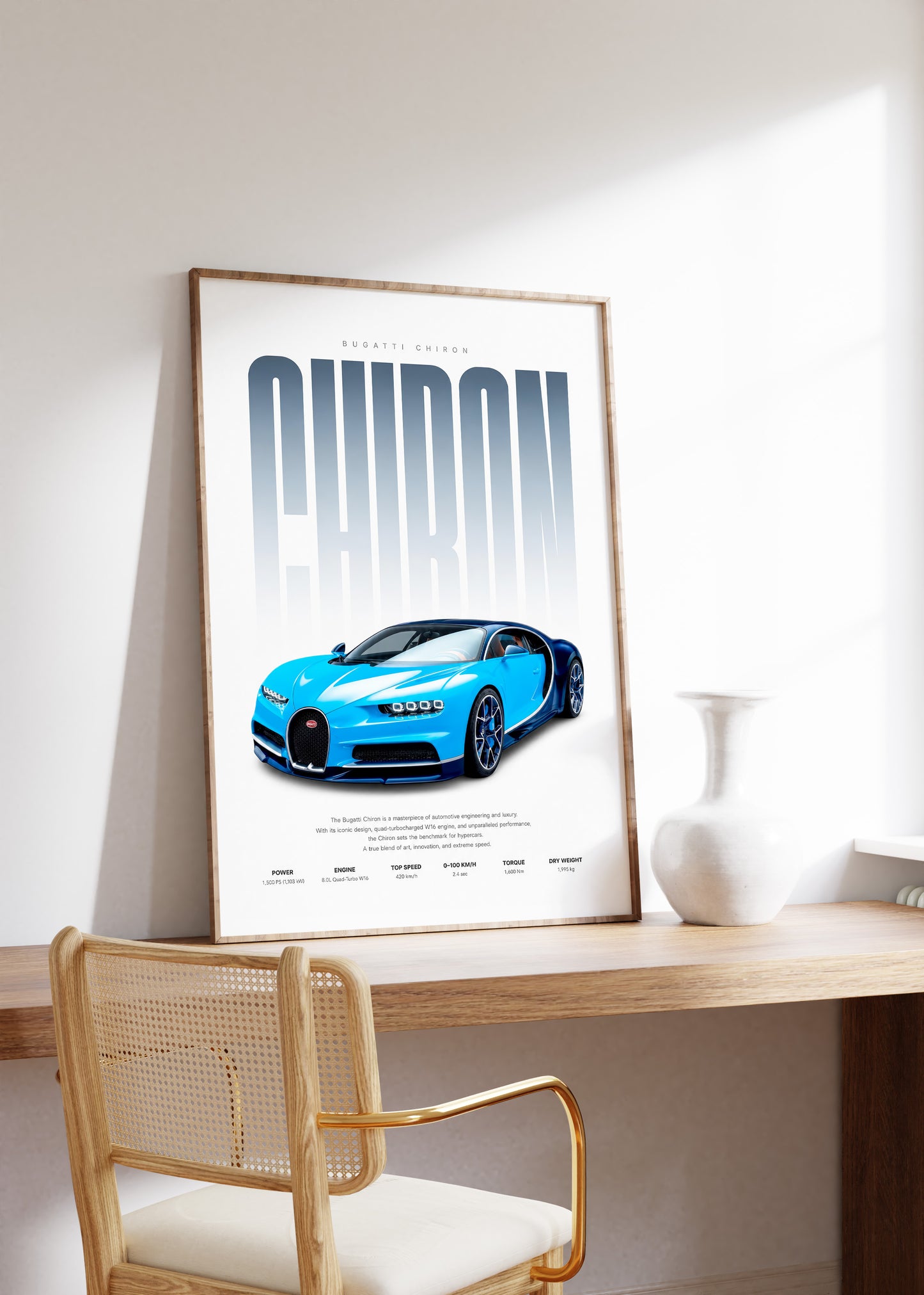 Hypercar Poster Blau · Geschenkidee · Luxus Sportwagen Wandbild · Deko Print ohne Rahmen