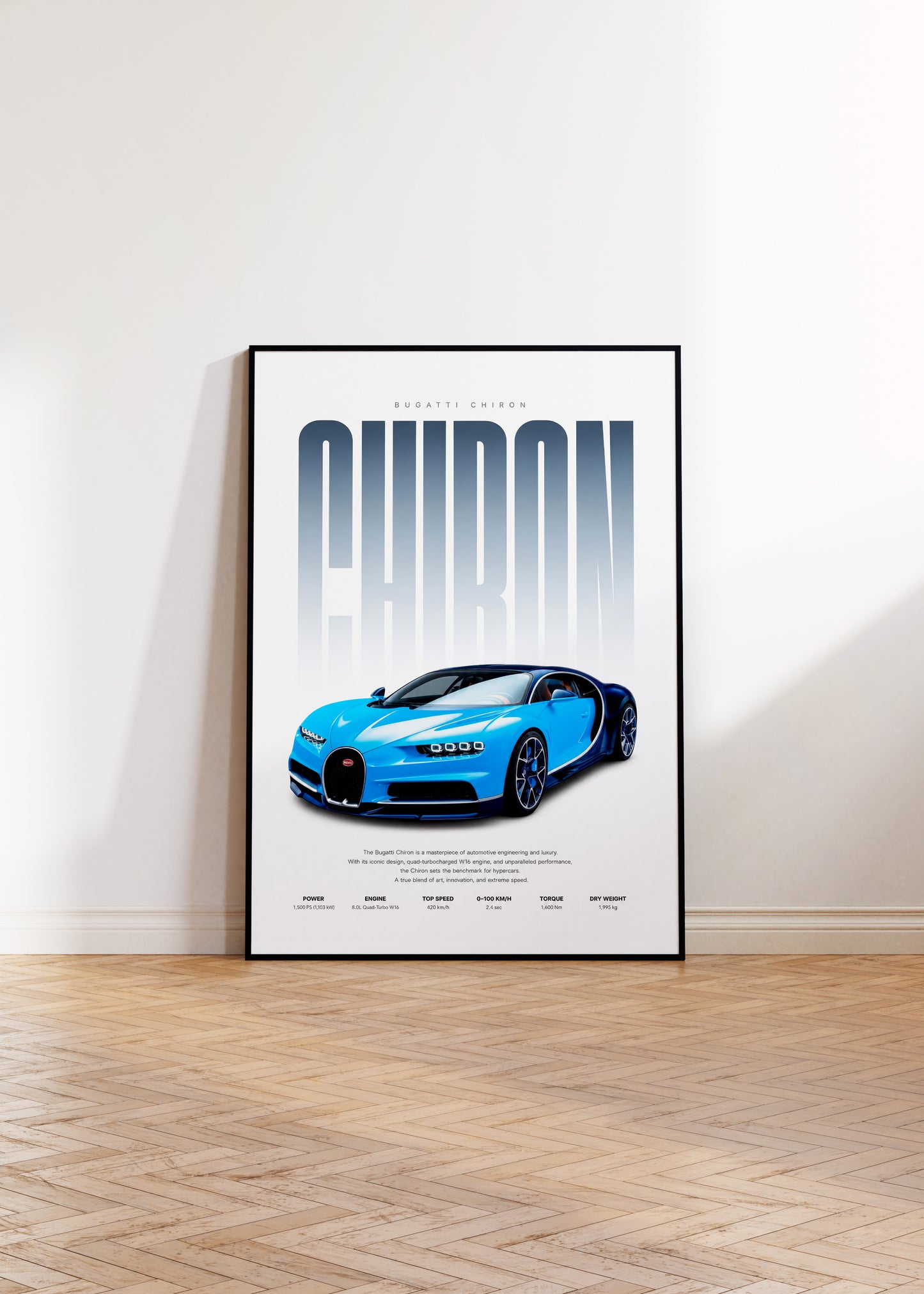 Hypercar Poster Blau · Geschenkidee · Luxus Sportwagen Wandbild · Deko Print ohne Rahmen