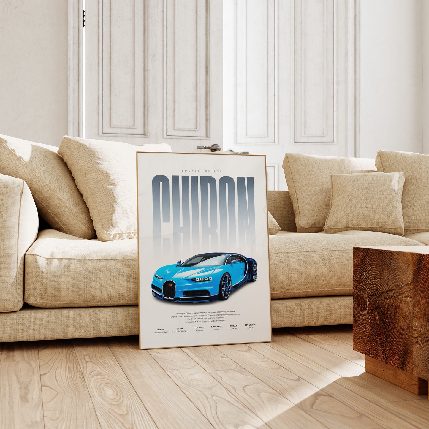 Hypercar Poster Blau · Geschenkidee · Luxus Sportwagen Wandbild · Deko Print ohne Rahmen
