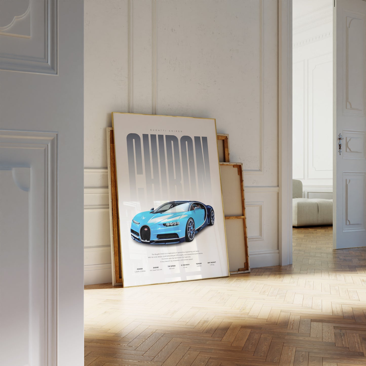 Hypercar Poster Blau · Geschenkidee · Luxus Sportwagen Wandbild · Deko Print ohne Rahmen