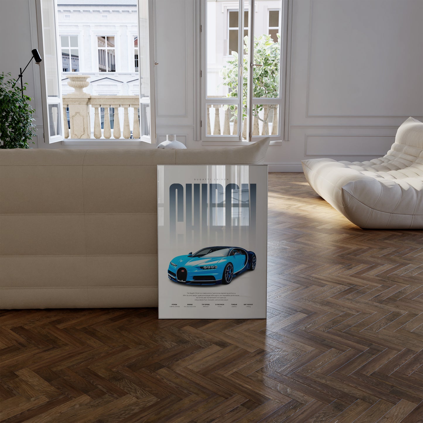 Hypercar Poster Blau · Geschenkidee · Luxus Sportwagen Wandbild · Deko Print ohne Rahmen