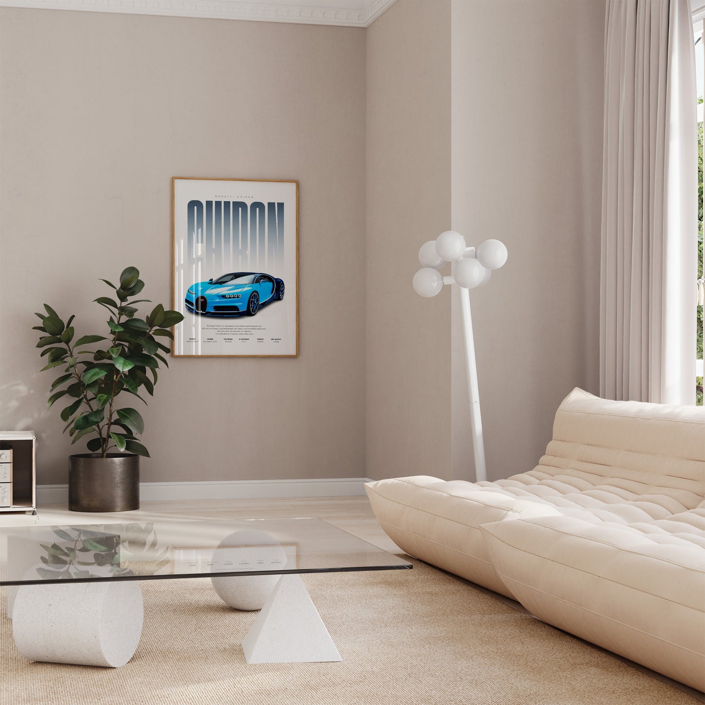 Hypercar Poster Blau · Geschenkidee · Luxus Sportwagen Wandbild · Deko Print ohne Rahmen