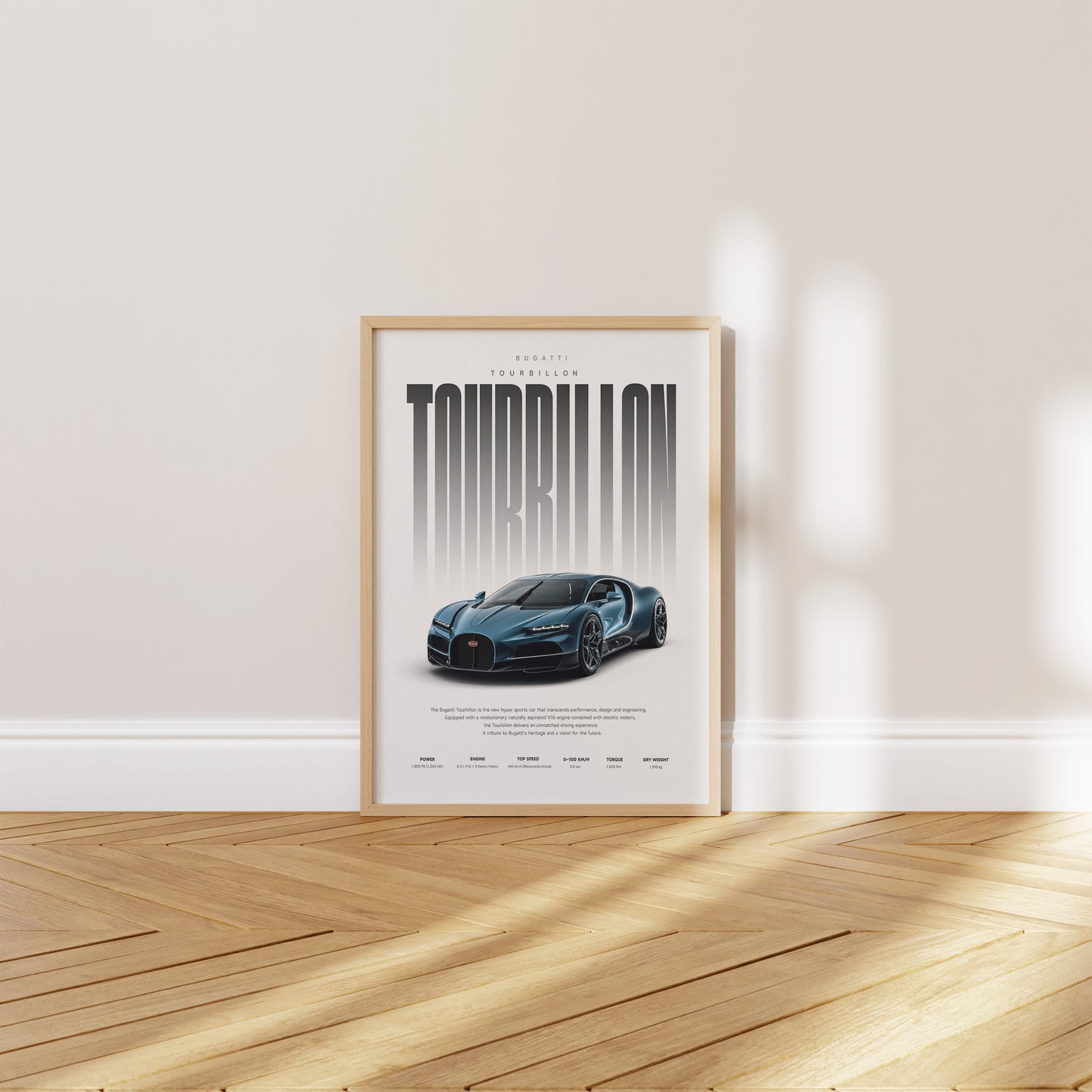 Hypercar Poster Dunkelblau · Geschenkidee · Luxus Sportwagen Wandbild · Deko Print ohne Rahmen