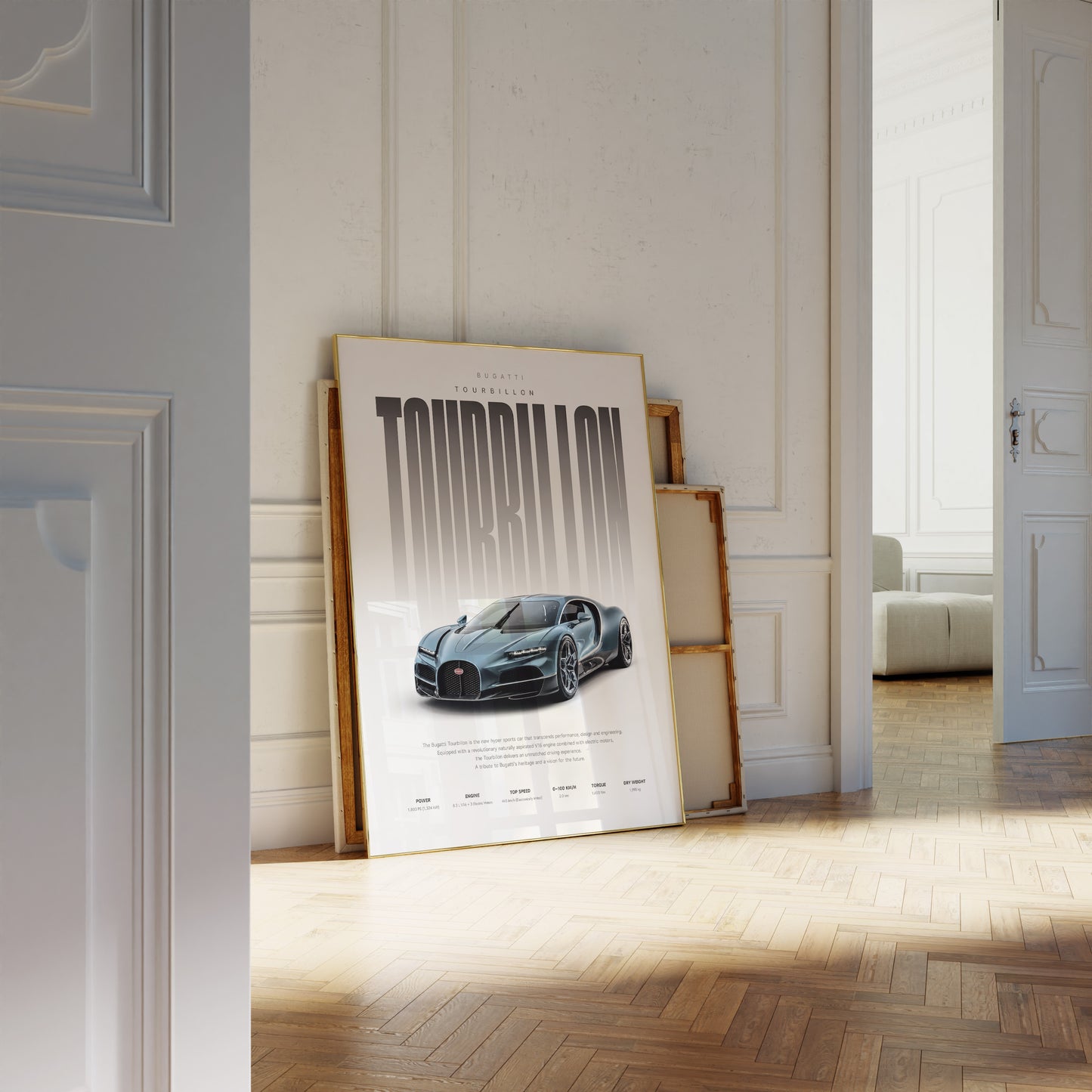 Hypercar Poster Dunkelblau · Geschenkidee · Luxus Sportwagen Wandbild · Deko Print ohne Rahmen