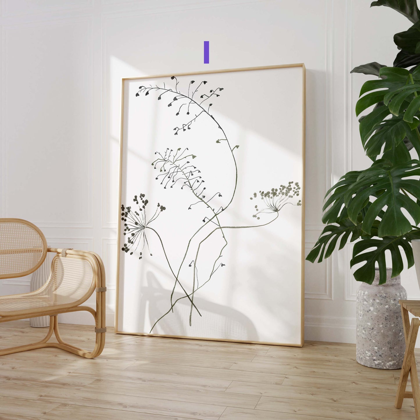 Botanische Wildblumen Poster · Geschenkidee · Zarte Blumenarrangements in Pastellfarben mit Schmetterlingen · Dekoprint ohne Rahmen