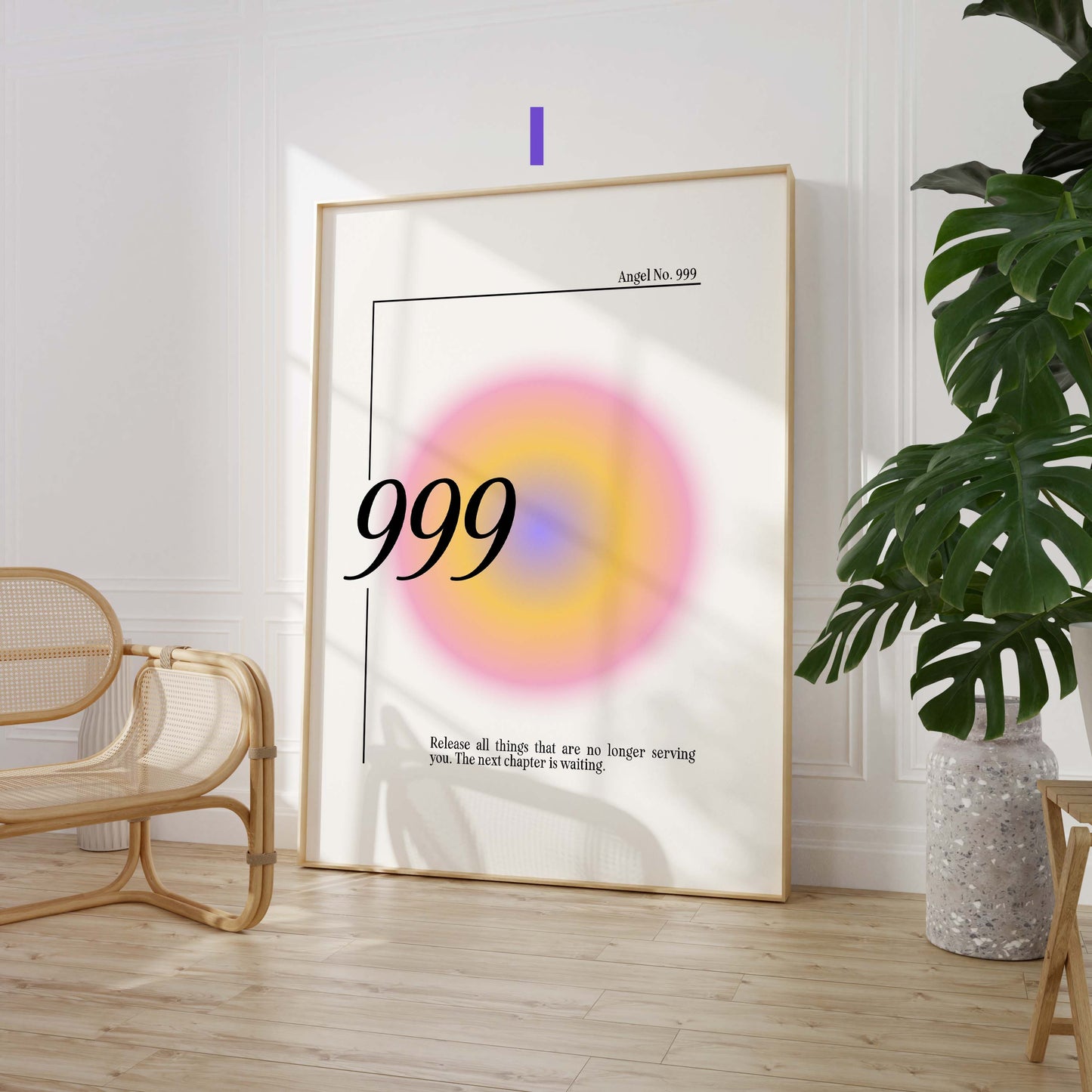 Engelszahlen Poster · Geschenkidee · Spirituelle Zahlenkunst mit Aura Farben · Meditation Deko · Dekoprint ohne Rahmen