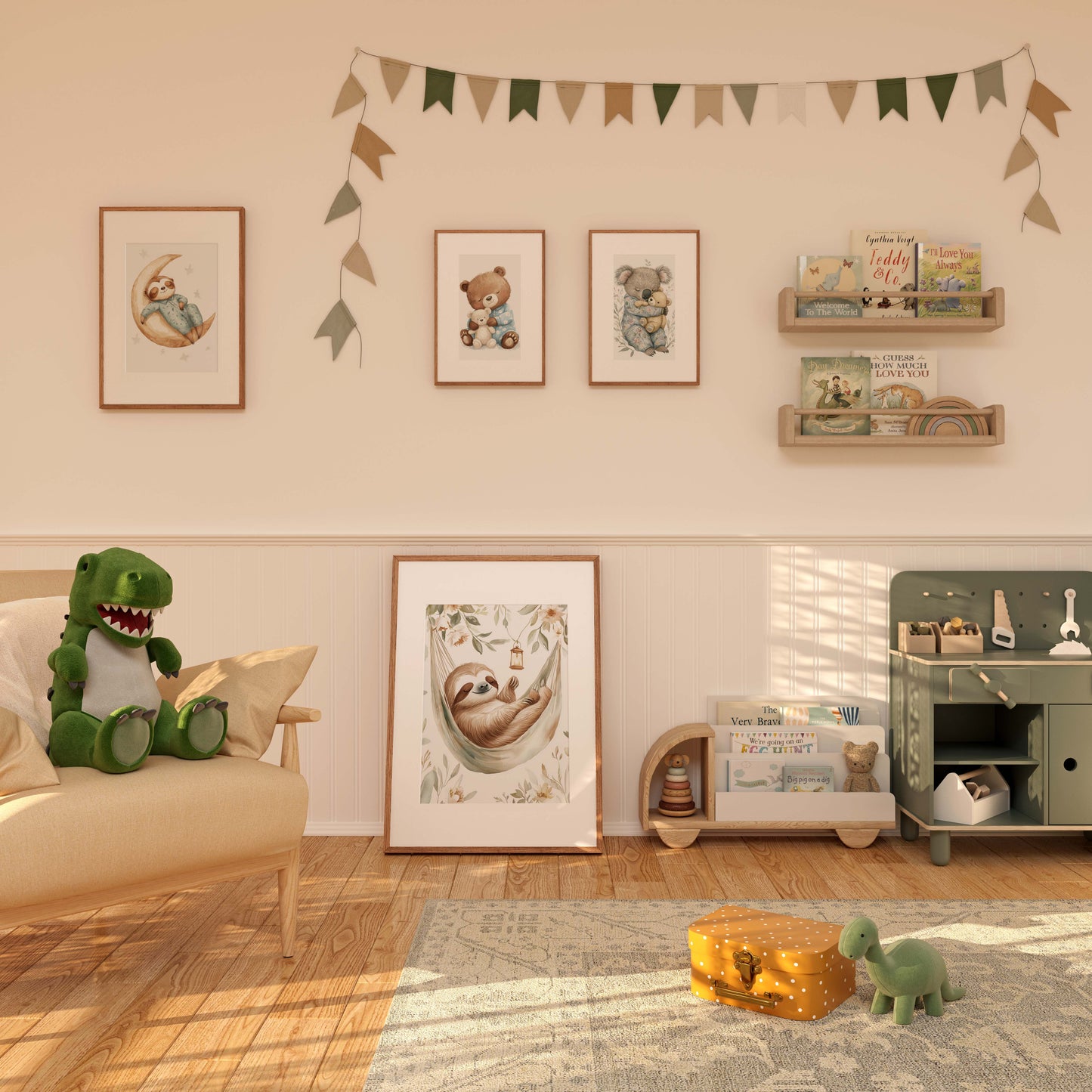 Süßes Tier Poster · Geschenkidee · Aquarell Tier Illustration Style Design · Kinderzimmer Wanddeko · Print ohne Rahmen