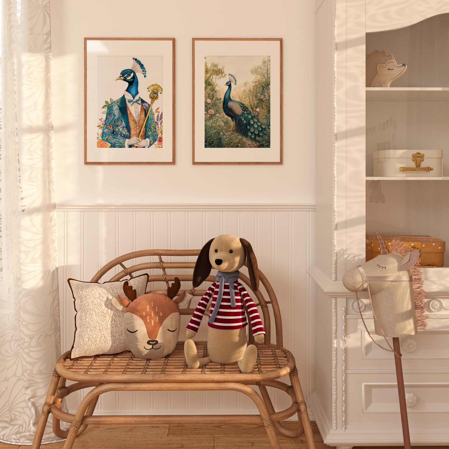 Blauer Pfau Poster · Geschenkidee · Vintage Tier Illustration Style Design · Elegante Wandkunst · Print ohne Rahmen