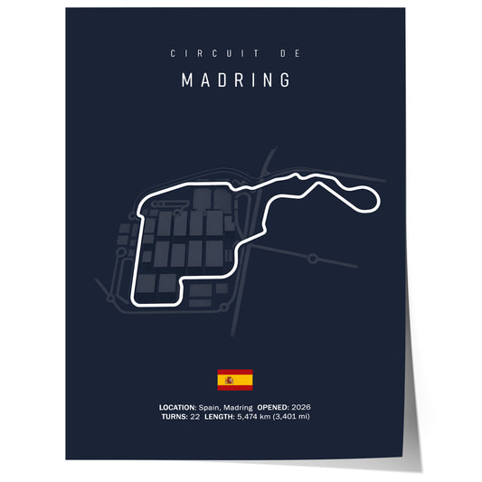 Madring Spanien Rennstrecke  Formel 1 2026 Poster · Geschenkidee · Deko Print ohne Rahmen