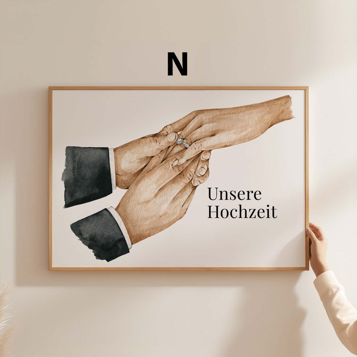 Hochzeit Hände Ring Poster – Premium Baumwoll-Canvas
