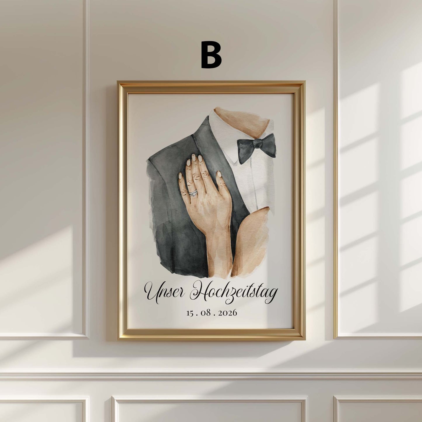 Personalisiertes Hochzeit Poster · Geschenkidee · Paar Hände Illustration · Jahrestag Verlobung Liebe · Print ohne Rahmen