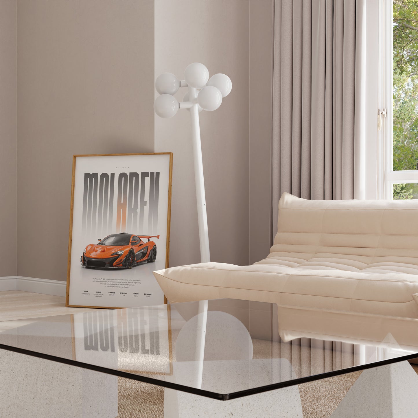 Oranger Rennwagen Poster · Geschenkidee · Motorsport Wandbild · Deko Print ohne Rahmen