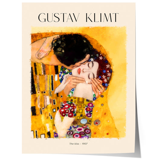 Gustav Klimt Poster · Geschenkidee · Der Kuss Goldene Kunst Ikonische Jugendstil Wandkunst · Dekoprint ohne Rahmen