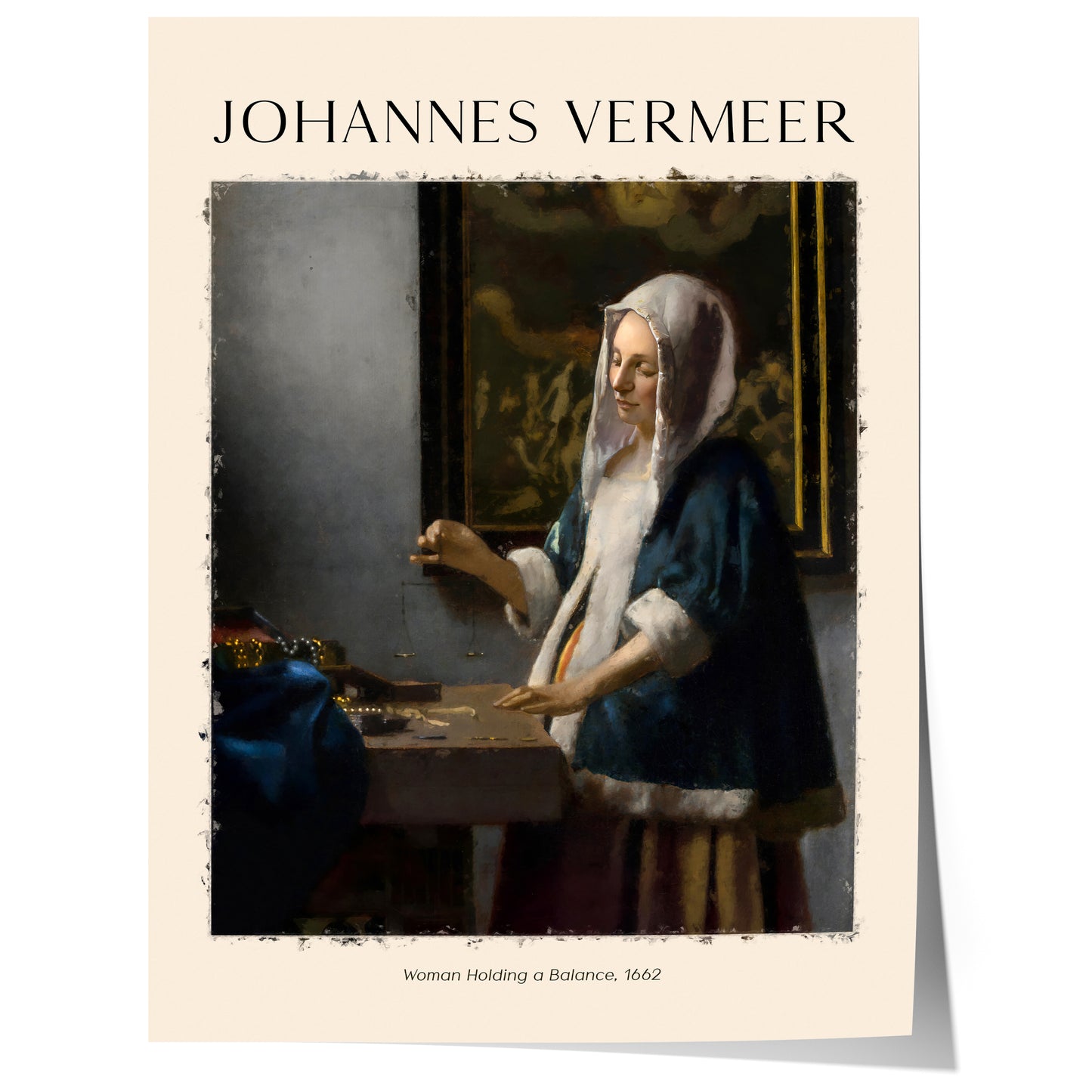 Johannes Vermeer Poster · Geschenkidee · Frau mit Waage Barockporträt Niederländische Meisterkunst · Dekoprint ohne Rahmen