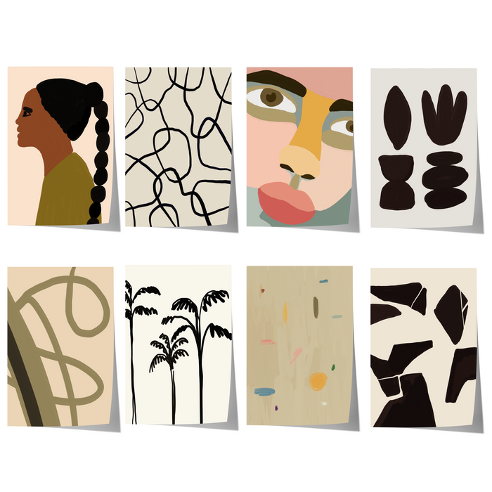 Mid-Century-Poster mit Palmen und Figuren