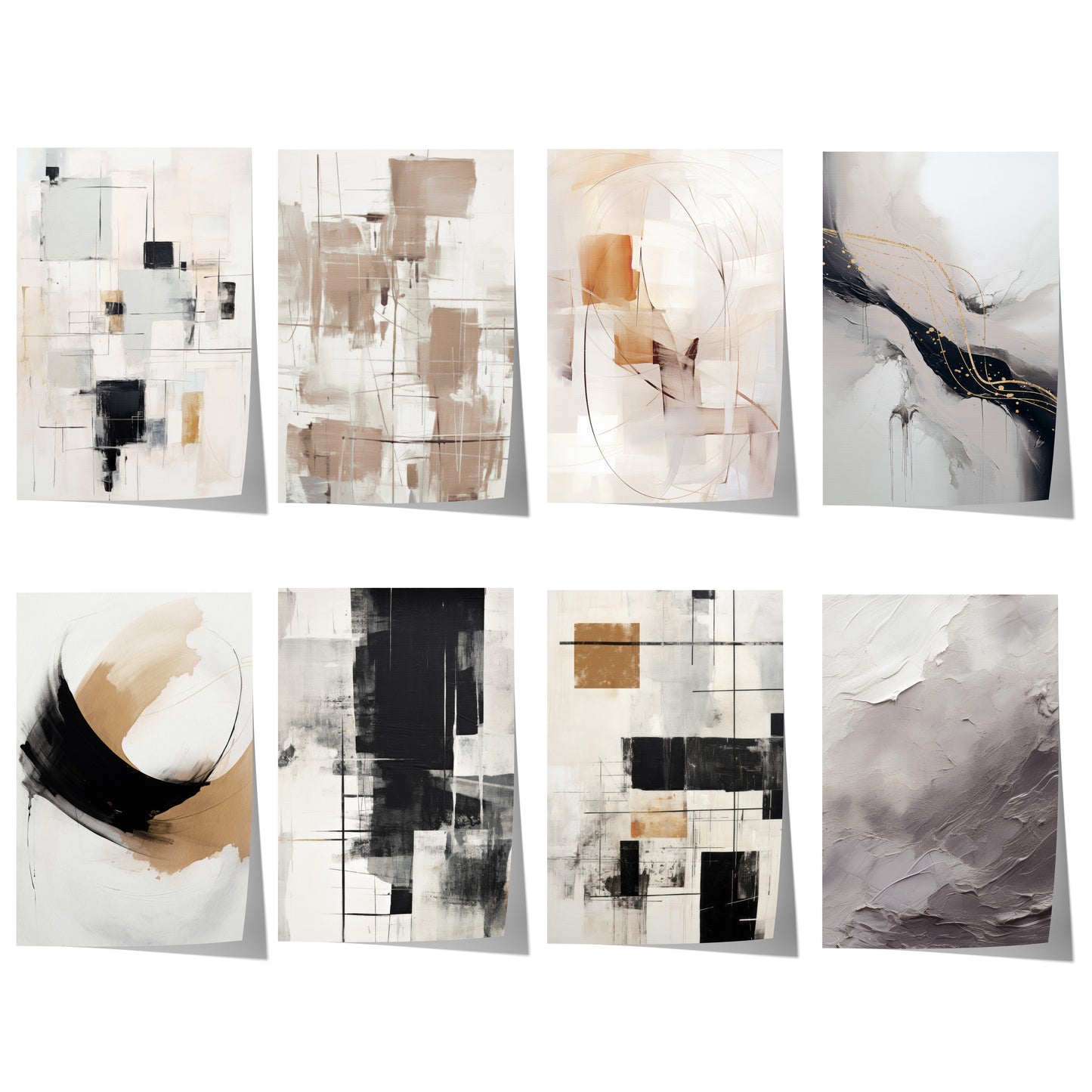 Abstrakte Kunst Poster · Geschenkidee · Geometrie Schwarz Beige Minimalistische Wandkunst · Dekoprint ohne Rahmen