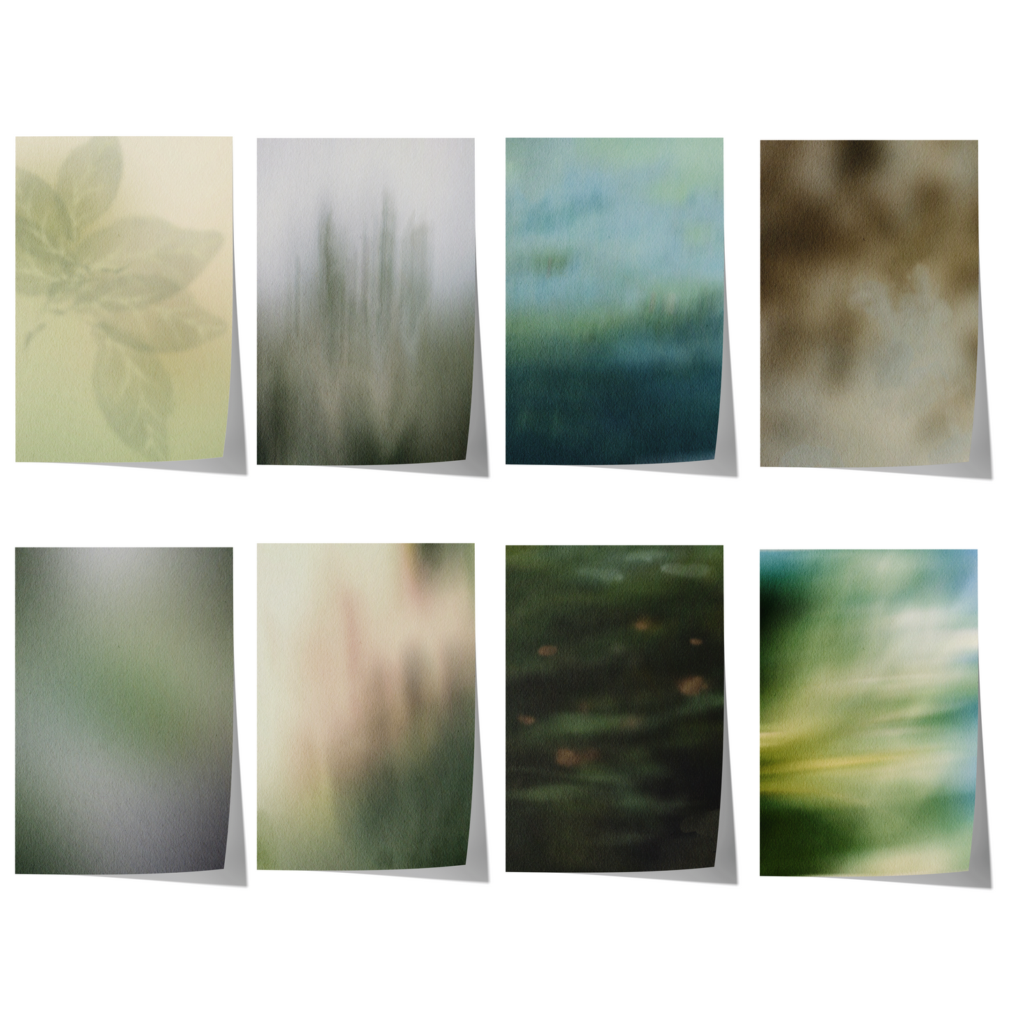 Botanische Poster · Geschenkidee · Sanfte Blätter Nebel Wasserlandschaften Abstrakte Natur · Dekoprint ohne Rahmen