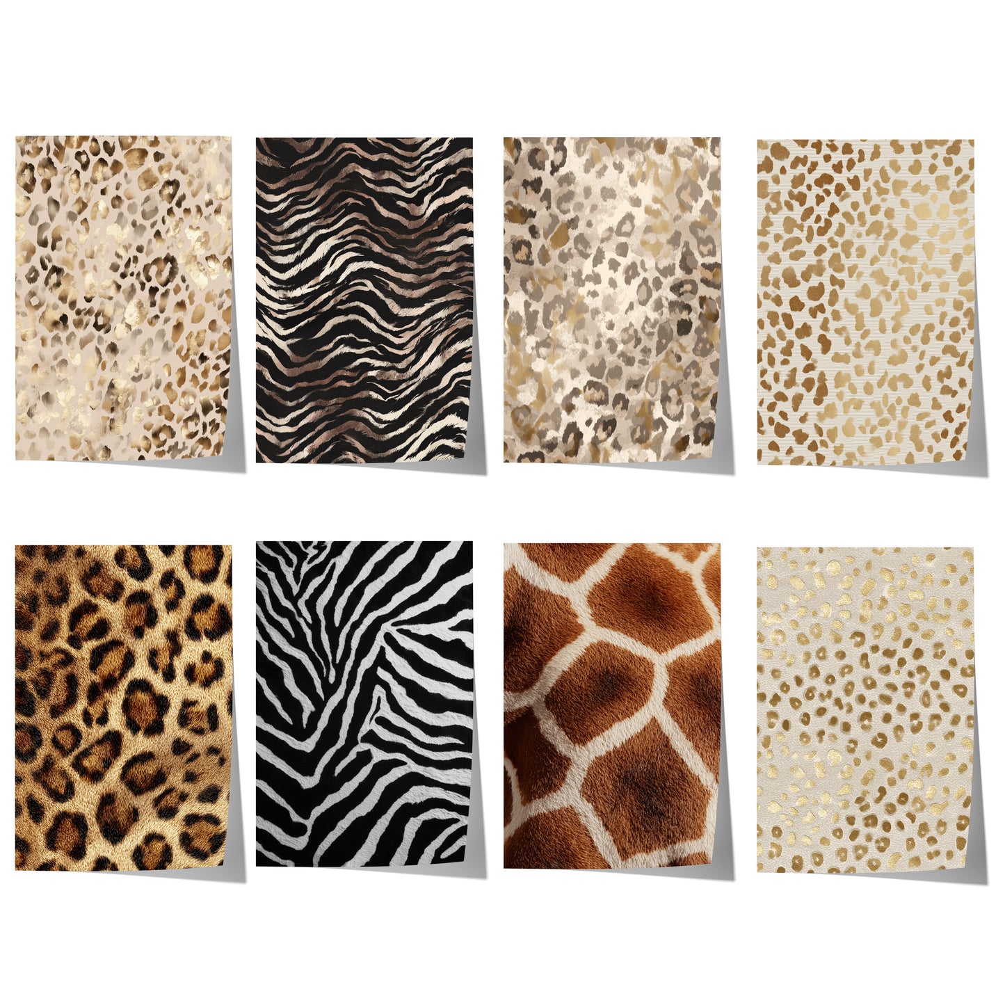 Tiermuster Poster ·  Geschenkidee · Elegante Goldene Tierfell Muster Zebra und Giraffen Texturen · Dekoprint ohne Rahmen