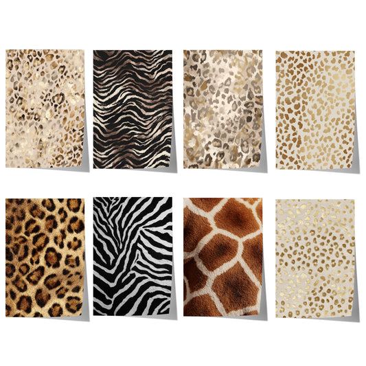 Tiermuster Poster ·  Geschenkidee · Elegante Goldene Tierfell Muster Zebra und Giraffen Texturen · Dekoprint ohne Rahmen