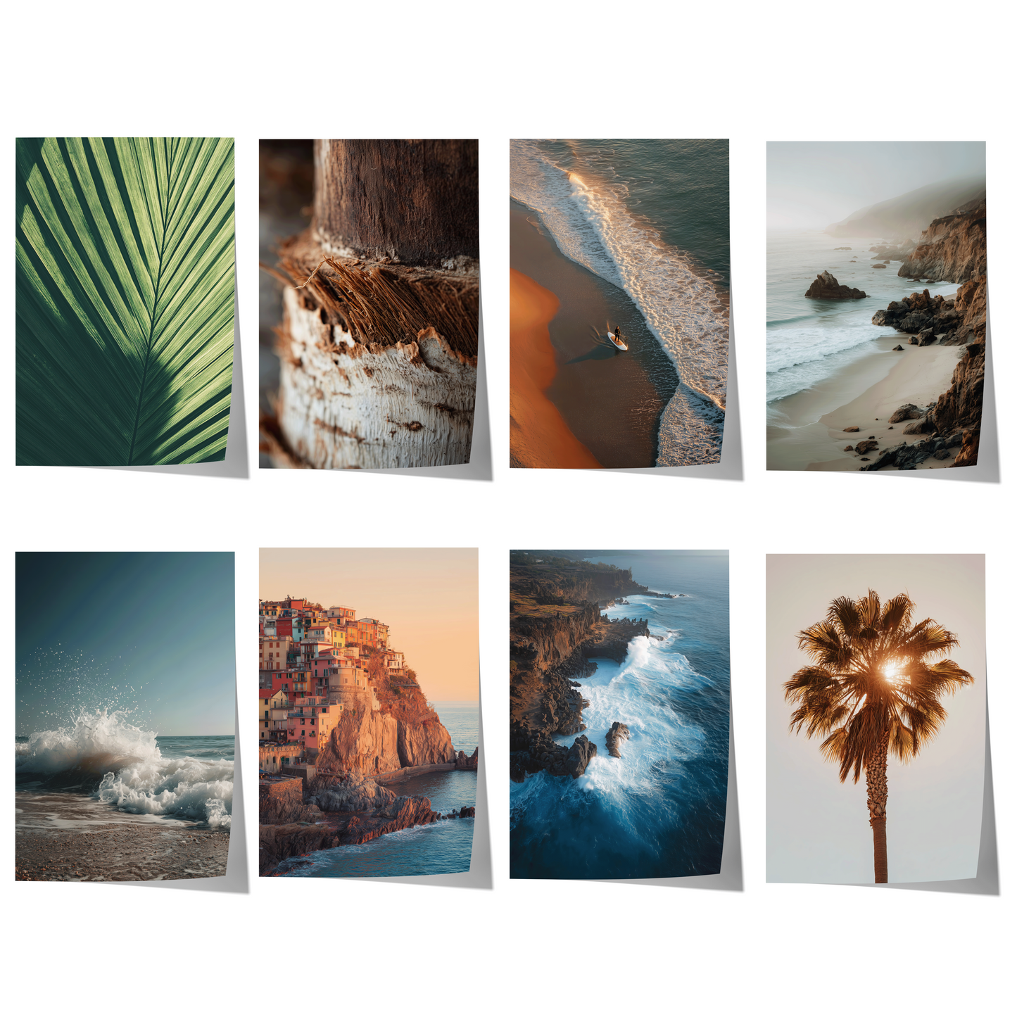 Strand Poster · Geschenkidee · Palmen Wellen Meereslandschaften · Dekoprint ohne Rahmen