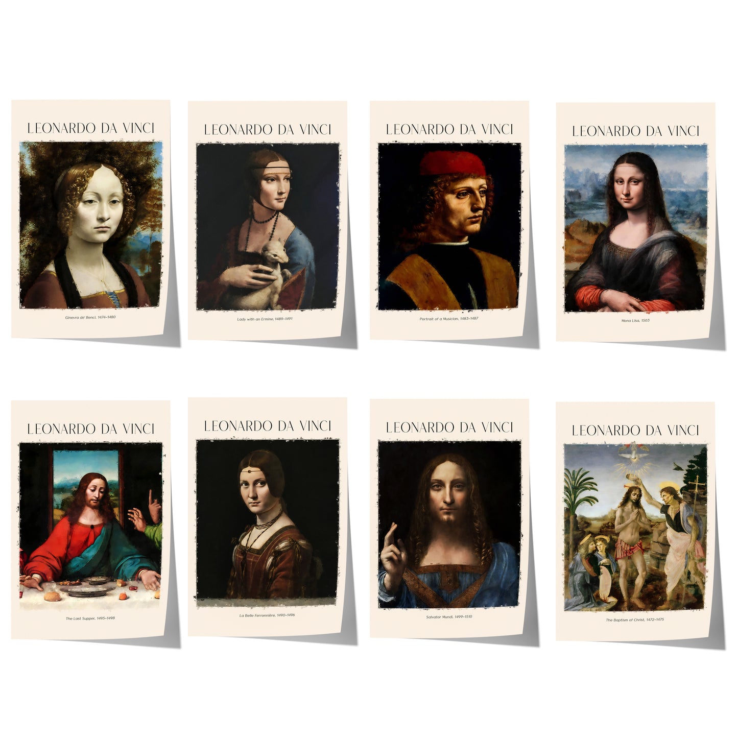 Leonardo da Vinci Kunst Poster · Geschenkidee · Mona Lisa Dame mit Hermelin Salvator Mundi Renaissance Meisterwerke · Dekoprint ohne Rahmen