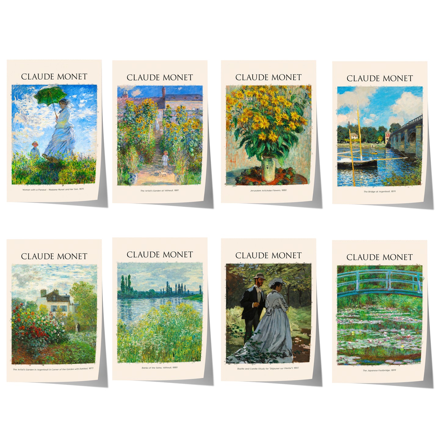 Claude Monet Kunst Poster · Geschenkidee · Impressionistische Gärten Seine Landschaften Blumen Brücken · Dekoprint ohne Rahmen