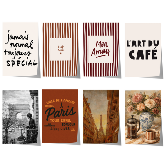 Paris Cafe Poster · Geschenkidee · Paris Typografie & Vintage Illustration · Dekoprint ohne Rahmen