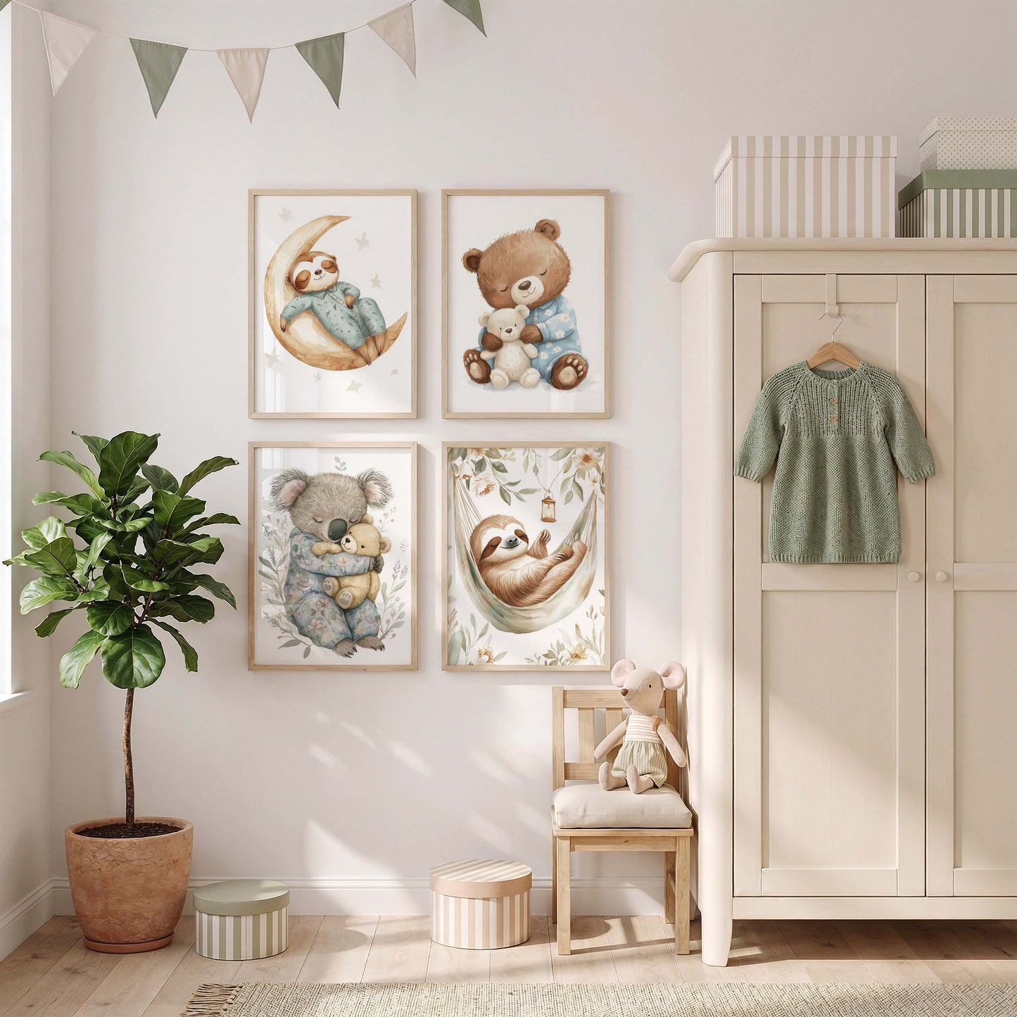 Süßes Tier Poster · Geschenkidee · Aquarell Tier Illustration Style Design · Kinderzimmer Wanddeko · Print ohne Rahmen