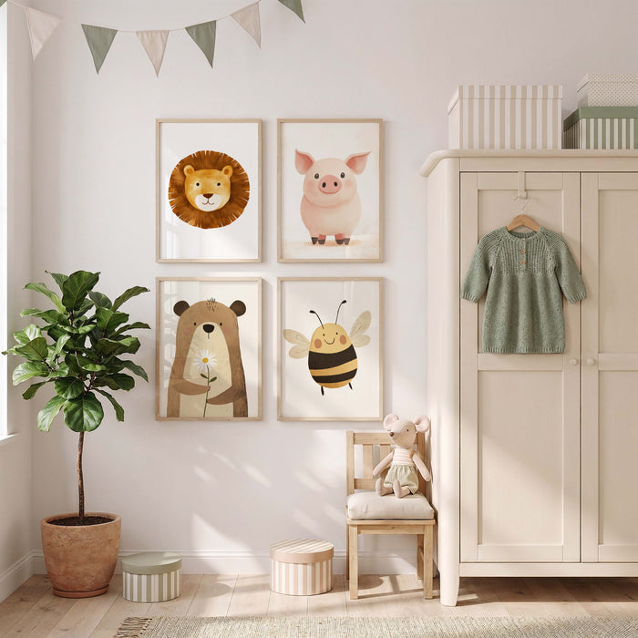 Süße Tiere Poster von JUSTGOODMOOD – Edle Wandkunst