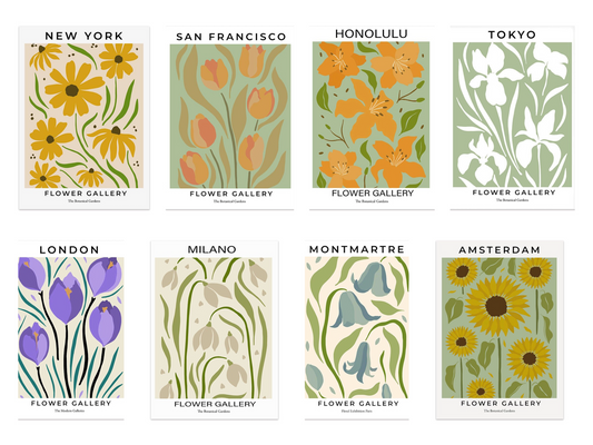 Poster Blumen Markt San Francisco Mailand London · Geschenkidee · Deko Print ohne Rahmen