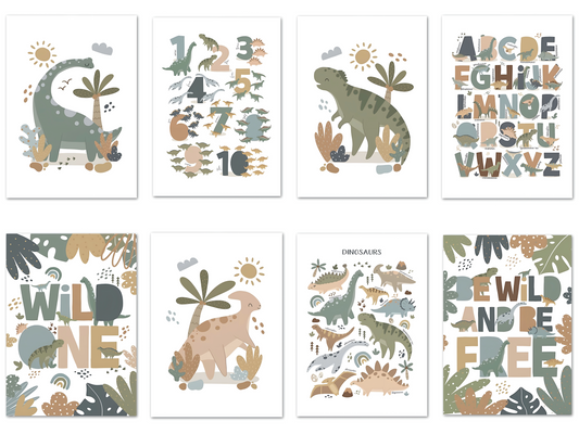 Poster Kinderzimmer Dinosaurier Alphabet ·  Kinderzimmer Bilder · Wand Deko · Kunst Druck · Deko Print · ohne Rahmen