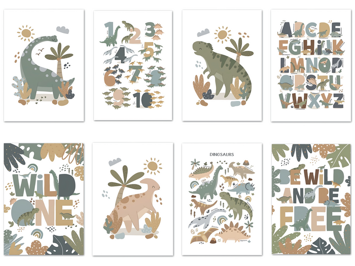 JUSTGOODMOOD Poster Dino Alphabet – Museumsgleiche Qualität