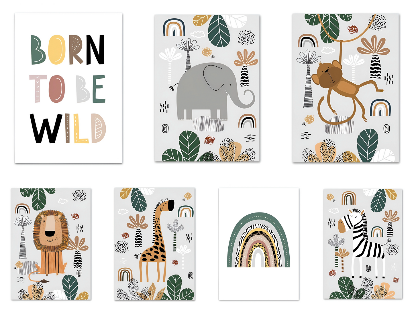 Poster Kinderzimmer Tiere Dschungel Wald · Name Personalisiert · Kinderzimmer Bilder · Wand Deko · Kunst Druck · Deko Print · ohne Rahmen