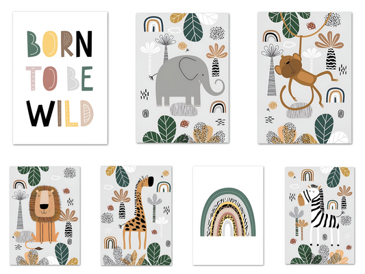 Poster Kinderzimmer Tiere Dschungel Wald · Name Personalisiert · Kinderzimmer Bilder · Wand Deko · Kunst Druck · Deko Print · ohne Rahmen