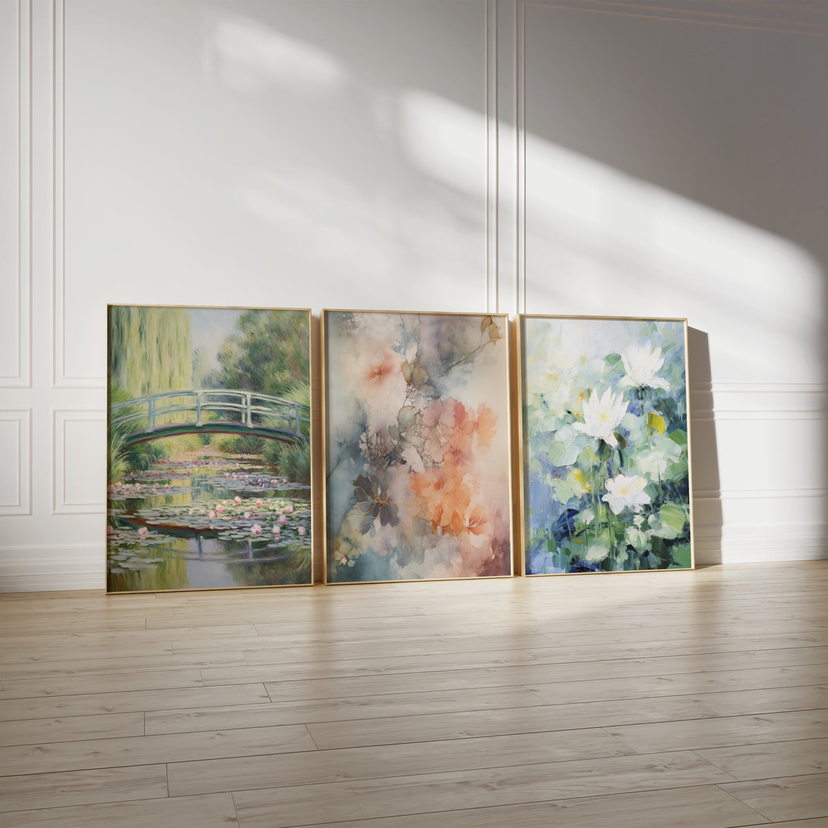 Kunst Poster · Geschenkidee · Blumen Seerosen Romantische Gärten & Pferde · Dekoprint ohne Rahmen