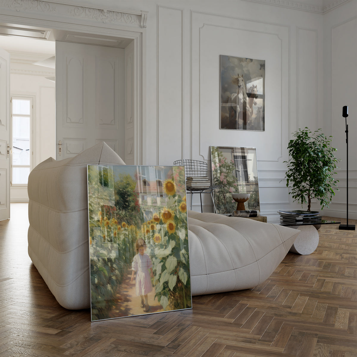 Kunst Poster · Geschenkidee · Blumen Seerosen Romantische Gärten & Pferde · Dekoprint ohne Rahmen