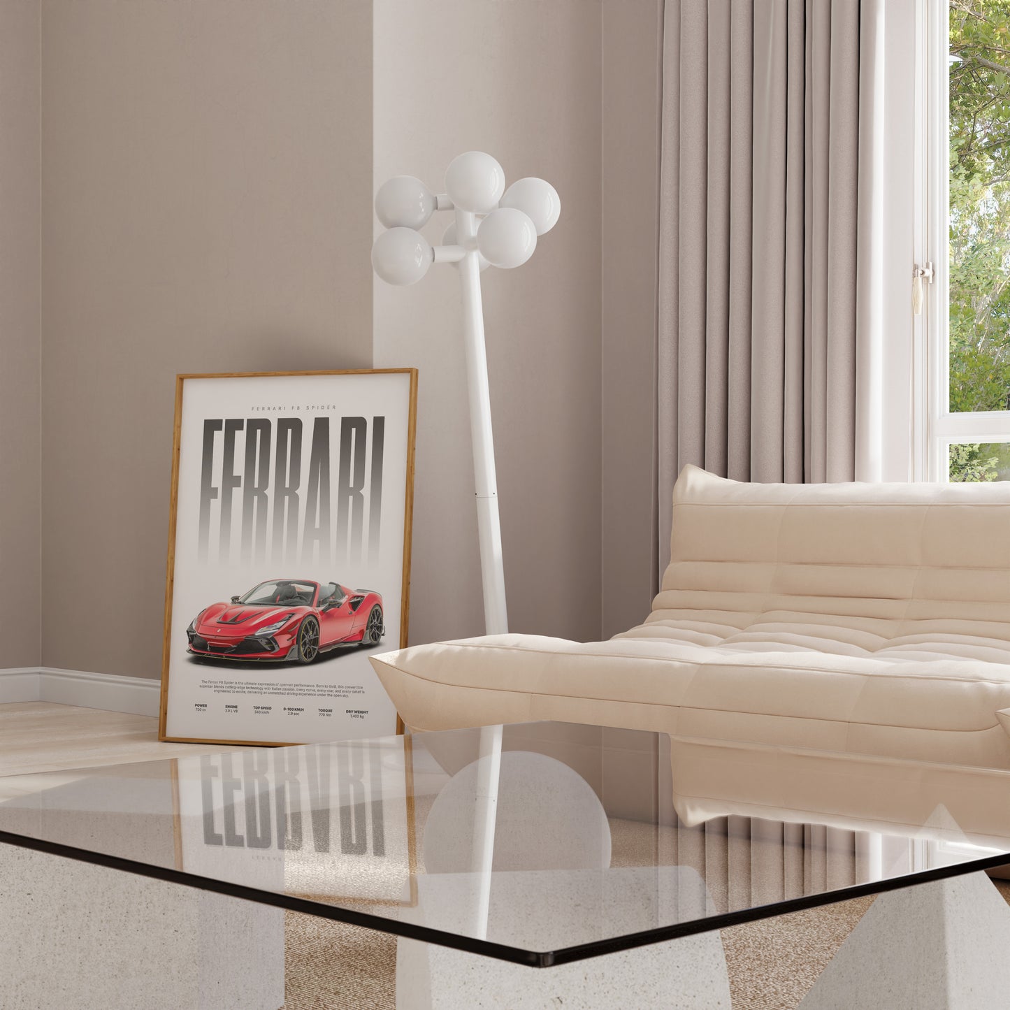 Roter Supersportwagen Poster · Geschenkidee · Cabrio Auto Wandbild · Deko Print ohne Rahmen
