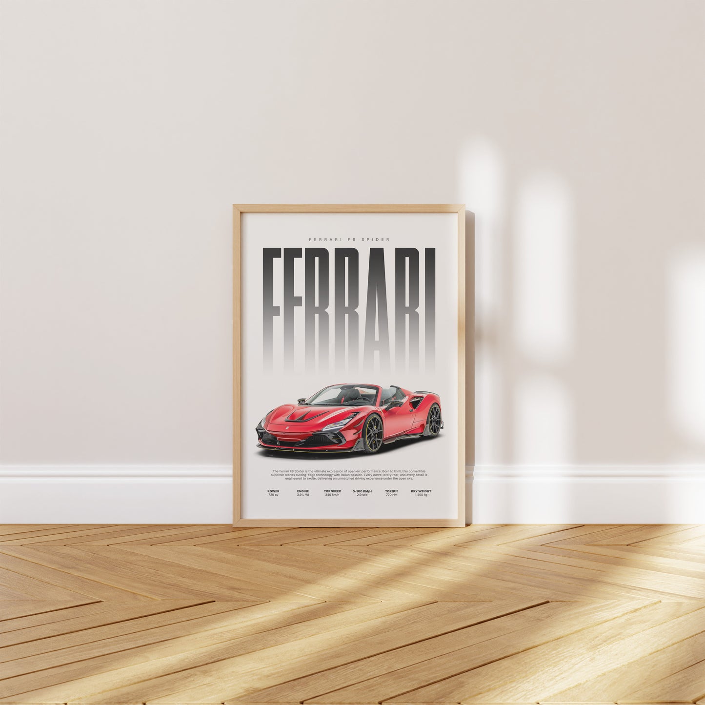 Roter Supersportwagen Poster · Geschenkidee · Cabrio Auto Wandbild · Deko Print ohne Rahmen