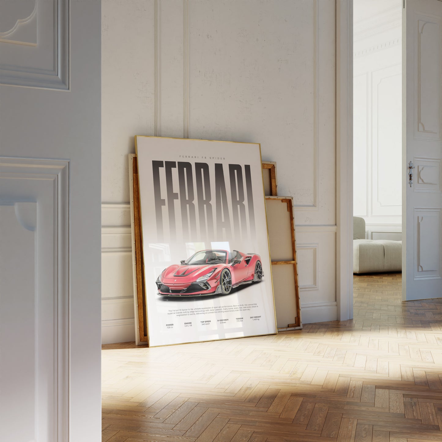 Roter Supersportwagen Poster · Geschenkidee · Cabrio Auto Wandbild · Deko Print ohne Rahmen