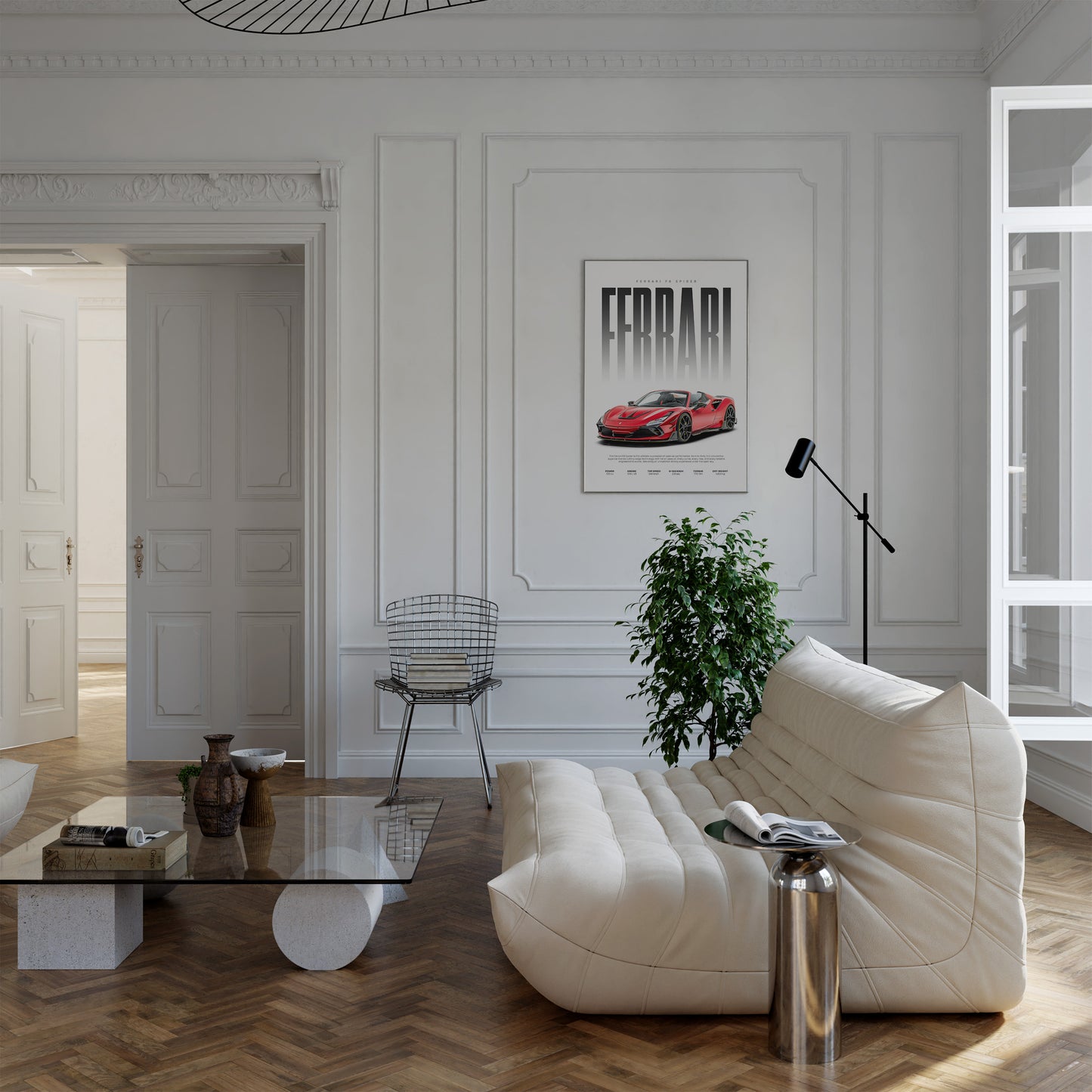 Roter Supersportwagen Poster · Geschenkidee · Cabrio Auto Wandbild · Deko Print ohne Rahmen